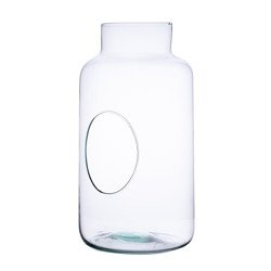 Glass jar vase W-395H3+side hole H:30cm D:17cm