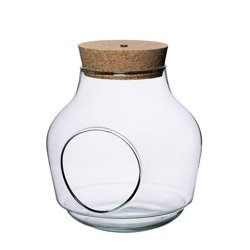 Glass vase W-456A1+side hole+cork LED H:19cm D:19cm