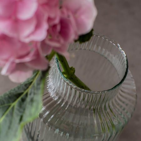 Glass jar vase W-395K2 ribbed H:20cm D:14,5cm