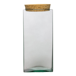 Square glass vase with cork KW-3 H:25 cm cm D:11,5 cm