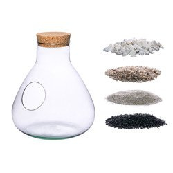 Glass terrarium W-378C+side hole+cork+substrate set H:32cm D:29cm