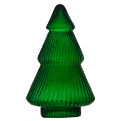 Glass christmas tree ribbed green W-741  H:22cm D:14cm