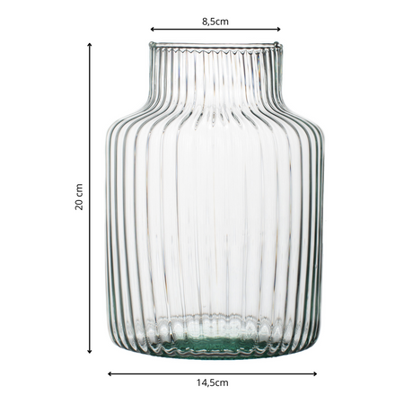 Glass jar vase W-395K2 ribbed H:20cm D:14,5cm