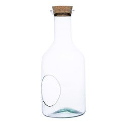 Glass bottle vase W-504+side hole+cork  H:35cm D:15cm