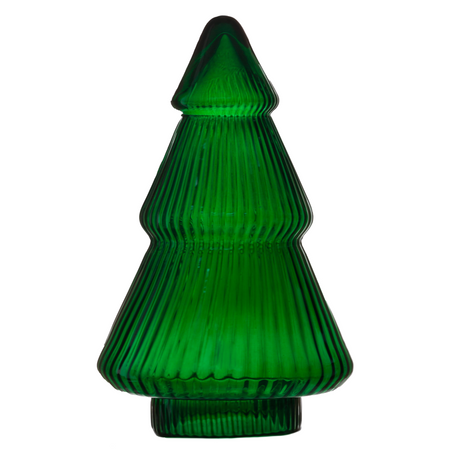 Glass christmas tree ribbed green W-781  H:22cm D:14cm