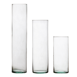 Set of evergreen cylinder vases H:20/30/40