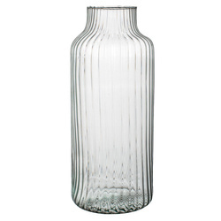 Glass jar vase W-395K ribbed H:35cm D:14,5cm