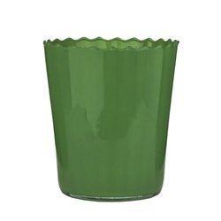 Green glass flowerpot DS-1A optic straight H:15cm