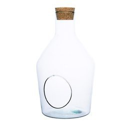 Glass bottle vase W-545B+side hole+cork H:30,5cm D:18cm