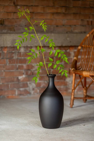 Tall black bottle vase W-259 H:45cm D:23cm