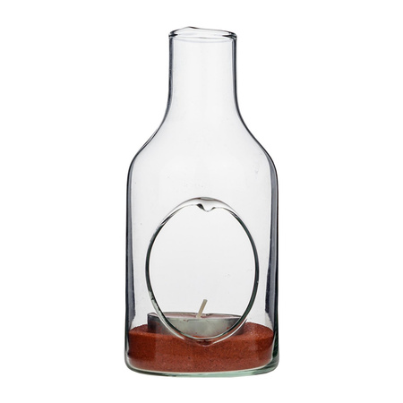Glass bottle vase W-485 side hole H:20cm D:9cm 