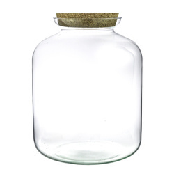 Glass jar vase W-524+cork H:31,5cm D:25cm