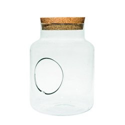 Glass jar vase H:25cm D:19cm W-395C1+side hole+cork
