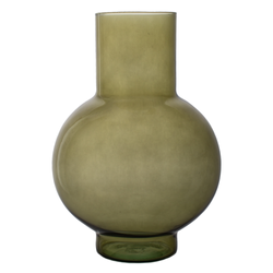 Recyclged glass vase olive W-744/B H:30cm D:21cm