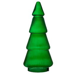 Glass christmas tree ribbed green W-741A  H:35cm D:16cm