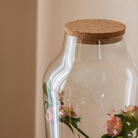 Glass jar vase W-456C+cork H:39cm D:26cm