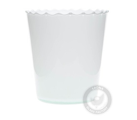 White glass flowerpot DS-1A optic straight H:15cm