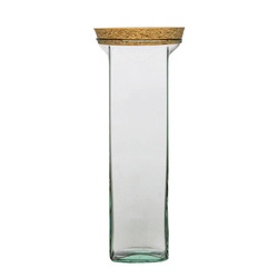 Square glass vase with cork KW-2 H:22 cm D:9,5 cm