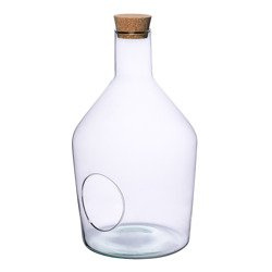 Glass bottle vase W-545+side hole+cork H:45cm D:25,5cm