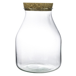 Glass terrarium vase with cork W-537A H:23cm D:22cm