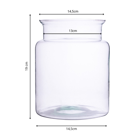 Glass jar vase H:19cm W-332R D:14,5cm