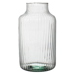 Glass jar ribbed vase W-395K1 H:25cm D:14,5cm