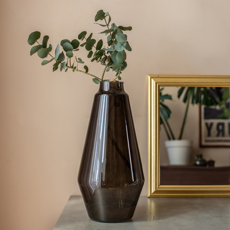 Glass vase W-685B  smoke H:42 cm D:21 cm