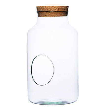 Glass jar vase W-395H3+side hole+cork H:30cm D:17cm