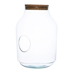 Glass jar vase W-475+side hole+cork H:37cm D:26cm