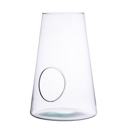 Glass vase W-304B+side hole H:30cm D:20cm