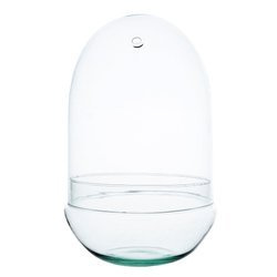 Glass terrarium egg  W-527A+W-527 side hole H:30cm D:18,5cm