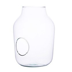 Glass jar vase W-456B+side holeH:33cm D:23cm