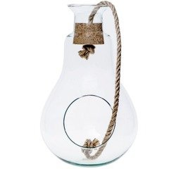 Glass terrarium W-468+cork+rope H:25cm D:16cm