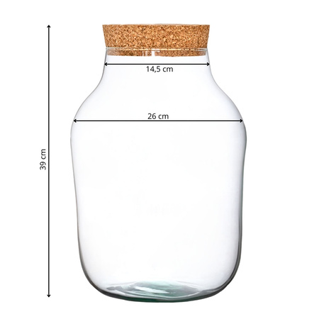 Glass jar vase W-456C+cork H:39cm D:26cm