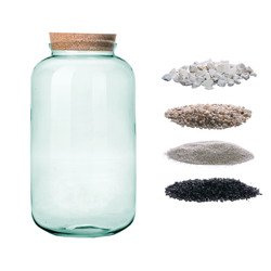 Glass jar vase W-524A+cork H:41cm D:23cm+substrate set