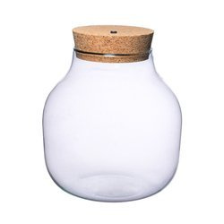 Glass jar vase W-456A+cork H:21cm D:19cm