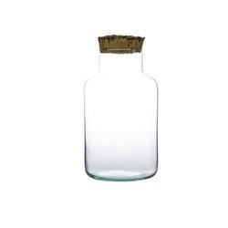 Glass jar vase W-395K1 + bark cork H:27cm D:14,5cm