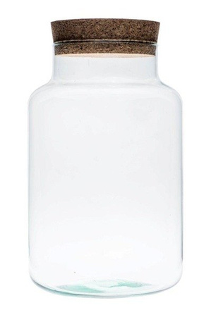 Glass jar vase W-395H+cork H:25cm D:17cm 