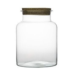 Glass jar vase W-332R+cork H:21cm D:14,5cm