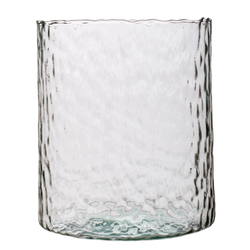 Glass cylinder vase hammered H:16cm D:14cm