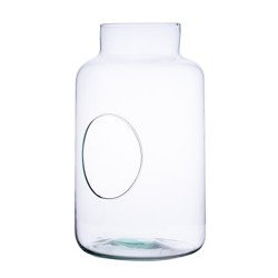 Glass jar vase H:25cm D:17cm W-395H+side hole