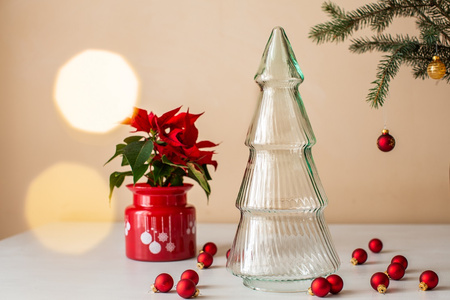 Glass christmas tree ribbed W-781A  H:35cm D:16cm