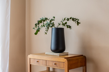 Black matt glass vase WL-113 H:35cm D:21,4cm 
