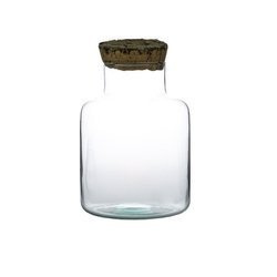 Glass jar vase W-395K2 + bark cork H:20cm D:14,5cm