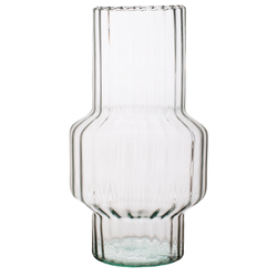 Glass vase W-734A optic stammered H:30cm D:16,5cm OUTLET
