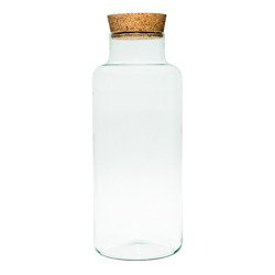 Glass jar vase W-395K+cork H:35cm D:14,5cm