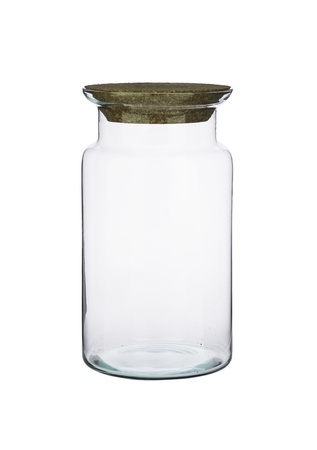 Glass jar vase W-332S2 with cork H:30cm D:16,5cm