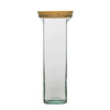 Square glass vase with cork KW-2 H:22 cm D:9,5 cm