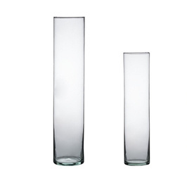 Cylinder glass vase set 30x7, 20x6cm