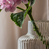 Glass jar vase W-395K2 ribbed H:20cm D:14,5cm